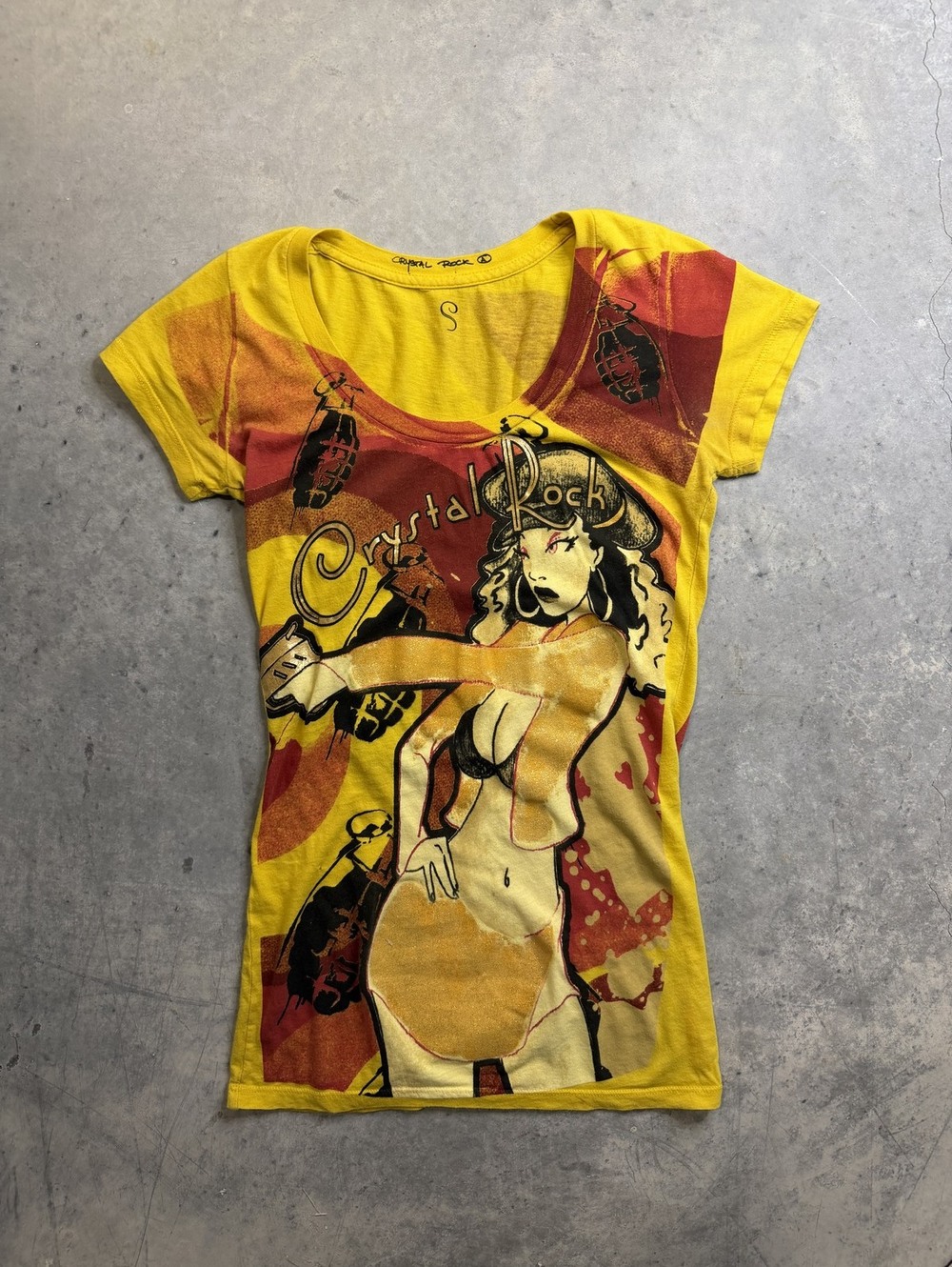 Y2K Crystal Rock Christian Audigier Pirate Graphic Tee